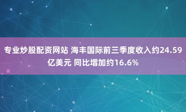 专业炒股配资网站 海丰国际前三季度收入约24.59亿美元 同比增加约16.6%